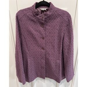 Isabella Bird‎ Wool Blend Jacket Size 12 Plum Purple Textured Button Front